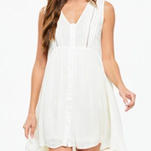 Cozy Cream Beige Sleevless Boho Swing Dress